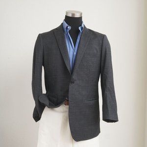 Indochino Men Custom Made Sport Coat Blazer Jacket Gray Wool 46" Chest, Fits 44R